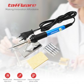 Taffware Solder Iron Adjustable Fast Heating Temperature 60W with 5 Tips - CS31 - Black