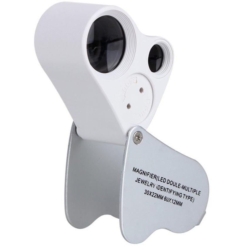 Kaca Pembesar Saku 30x 60x Magnifier Dual Lens White kaca pembesar saku 30x 60x magnifier dual lens white