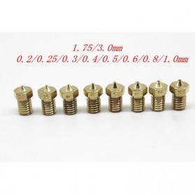 Brass Nozzle Extruder for J-Head 3D Printer V6 V5 1.75mm 0.4mm - Golden - 6