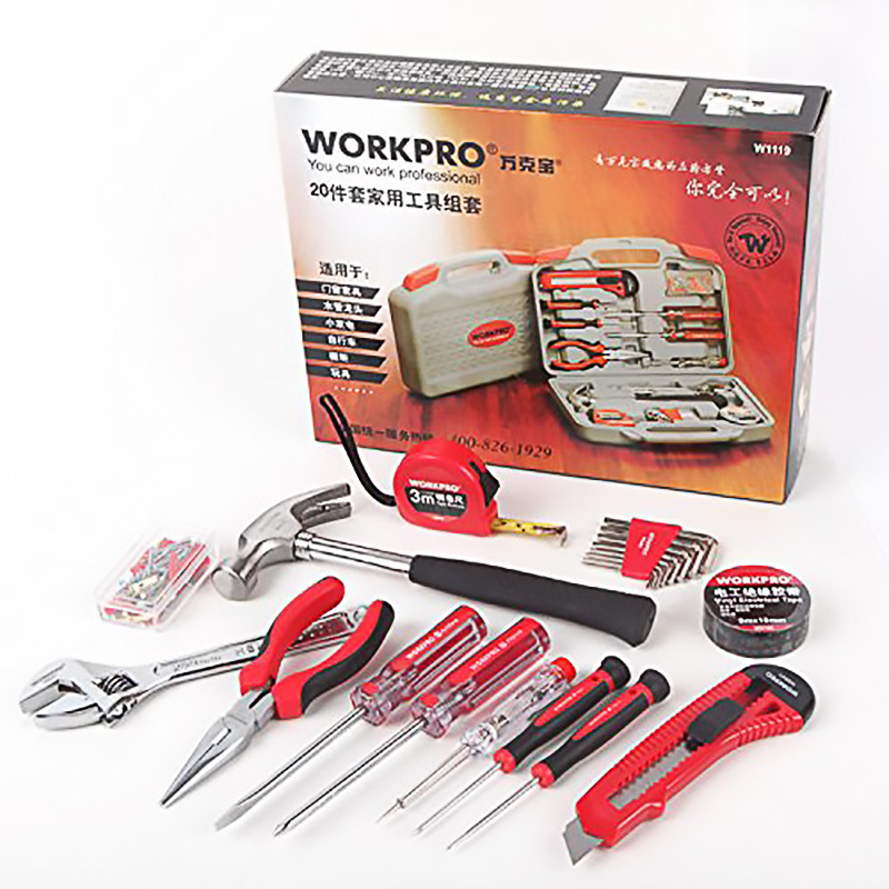 WORKPRO Alat  Set Perkakas  Palu Tang Obeng Kunci Pas 