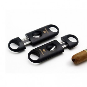 COHIBA Pemotong Rokok Cerutu Cigar Cutter Guillotine V Cut Double Blade - 0810S - Black - 5