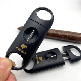 COHIBA Pemotong Rokok Cerutu Cigar Cutter Guillotine V Cut Double Blade - 0810S - Black - 6