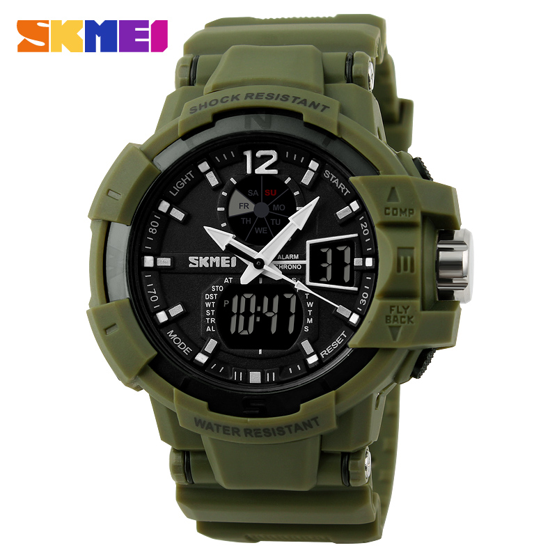 SKMEI Jam Tangan Digital Analog Pria - AD1040 - Army Green 