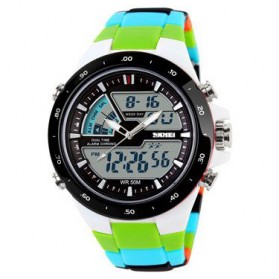 SKMEI Jam Tangan Digital Analog Pria - AD1016 - White/Green - 1
