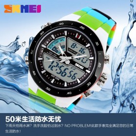 SKMEI Jam Tangan Digital Analog Pria - AD1016 - White/Green - 2