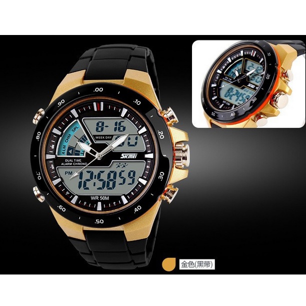 SKMEI Jam Tangan Digital Analog Pria - AD1016 - Black 