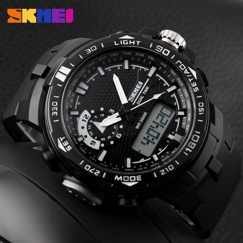 skmei jam tangan sport pria ad1081 black white skmei jam tangan sport pria ad1081 black white