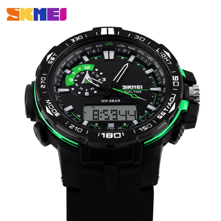 skmei jam tangan sport pria ad1081 black green skmei jam tangan sport pria ad1081 black green