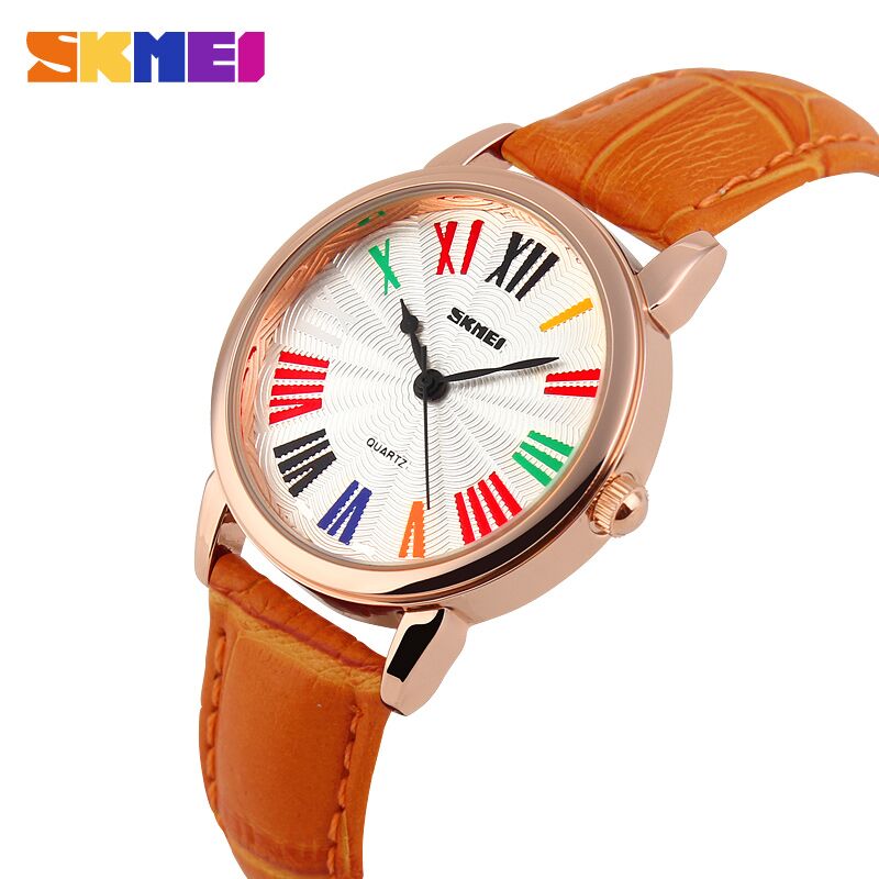 SKMEI Fashion Casual Ladies Leather Strap Watch Water 