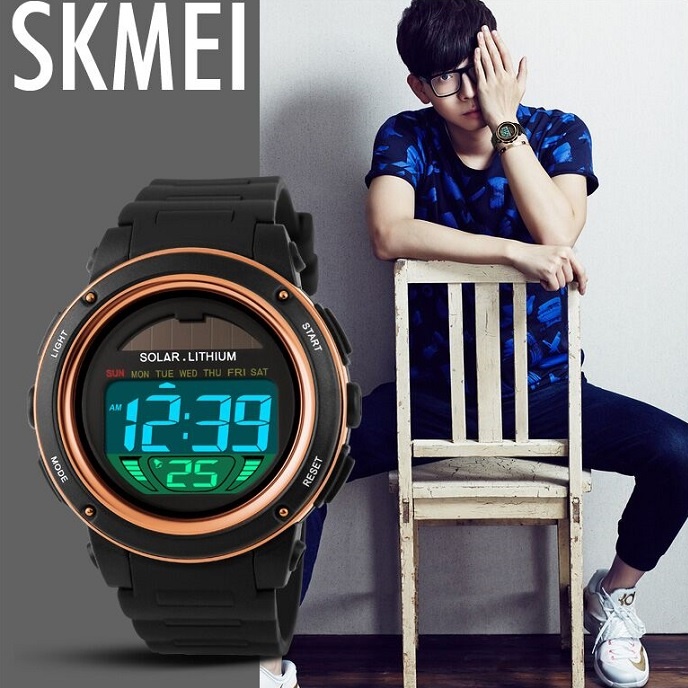 SKMEI Jam Tangan Tenaga Solar Pria - DG1096 - Black/Blue - 9 ...