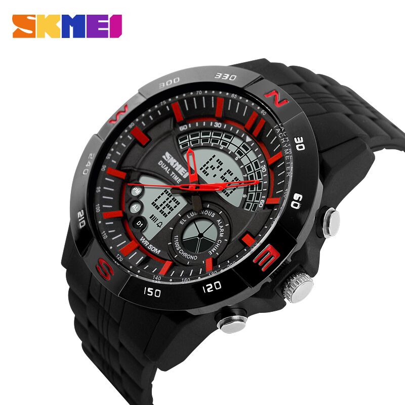 SKMEI Jam Tangan Analog Digital Pria - AD1110 - Black/Red 