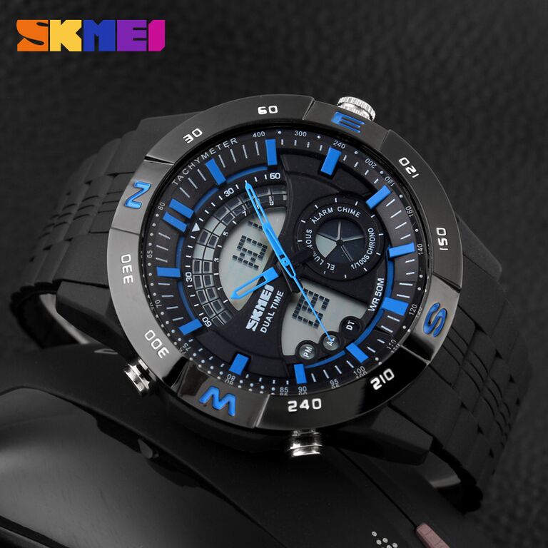 ... Digital Water Source · Skmei Jam Tangan Sport Pria Ad1081 Black Blue Free 1x Topi Adventure Skmei