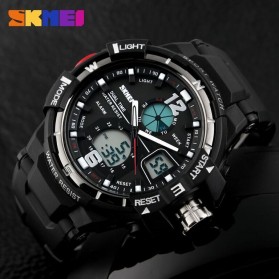SKMEI Men Sport Analog LED Watch Water Resistant 50m - AD1148 - Black White - 6