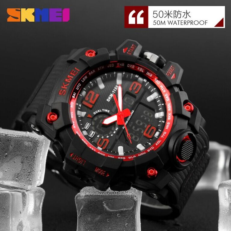 SKMEI Jam Tangan Analog Digital Pria - AD1155 - Black Gold