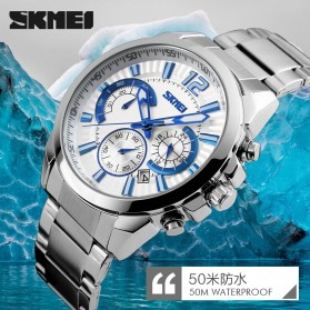 SKMEI Jam Tangan Analog Pria - 9108CS - White/Silver - 5