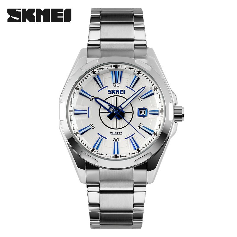 skmei jam tangan analog 9118cs silver blue skmei jam tangan analog 9118cs silver blue