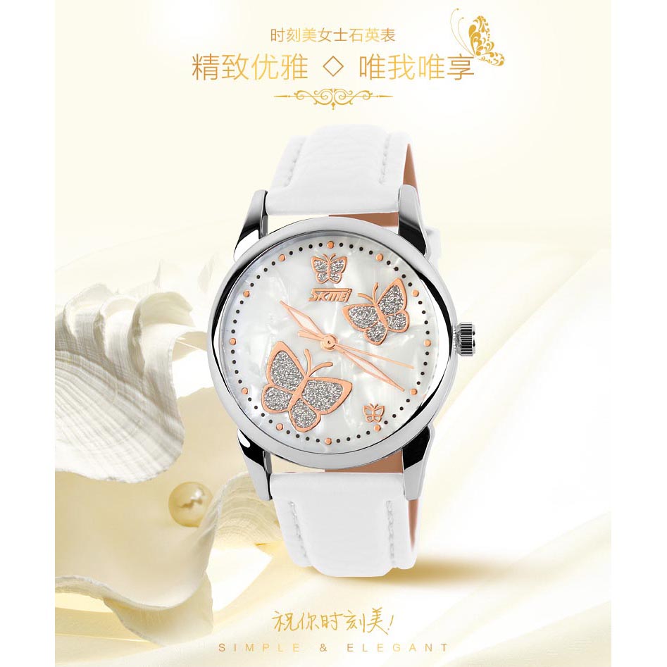 skmei jam tangan analog wanita 9079cl white skmei jam tangan analog wanita 9079cl white