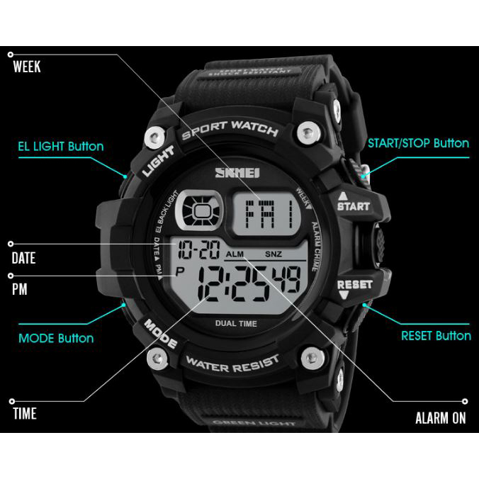 Skmei Jam Tangan Olahraga Sporty Pria Dg1229 Black Jakartanotebook Com