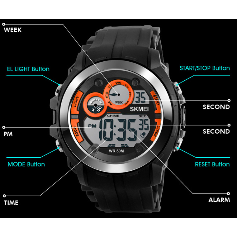 SKMEI Jam Tangan Digital Sporty Pria - DG1234 - Black 