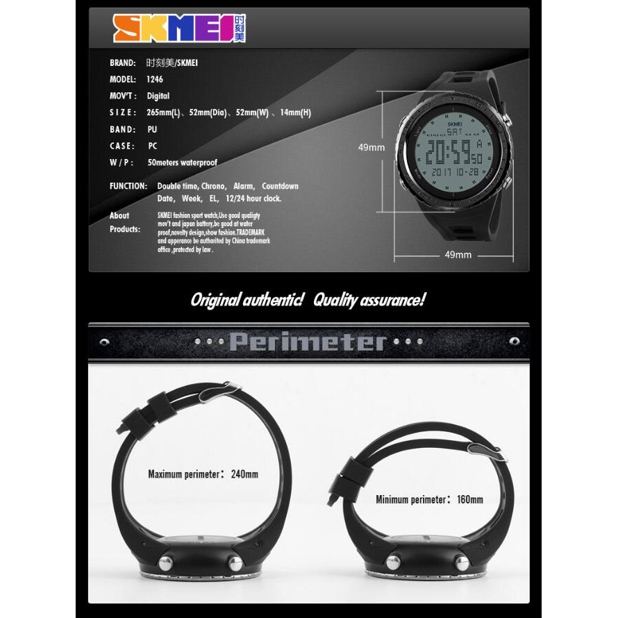 SKMEI Jam Tangan Digital Pria - DG1246 - Gray 