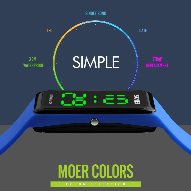 SKMEI Wristband Jam Gelang LED - 1265A - Black