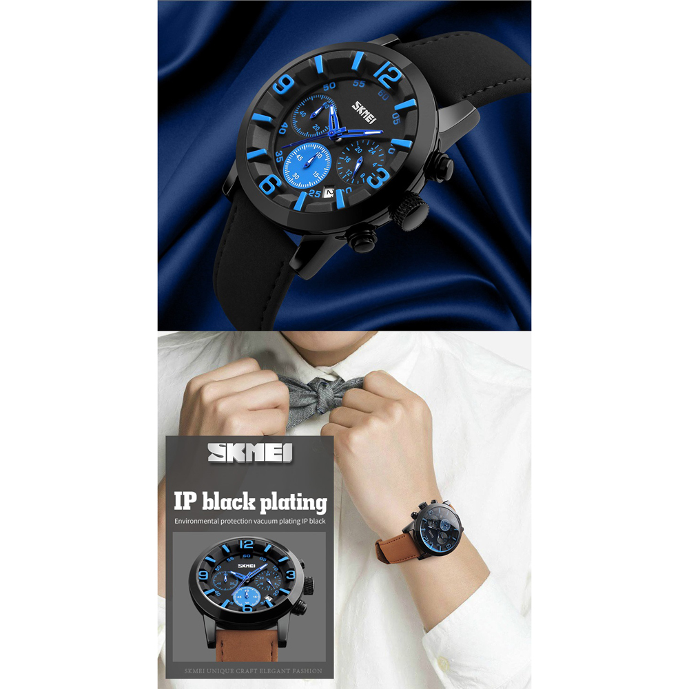 SKMEI Jam Tangan Analog Pria - 9147CL - Black/Red 