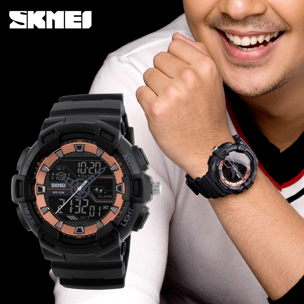 SKMEI Jam Tangan Digital Analog Pria - 1189 - Black 