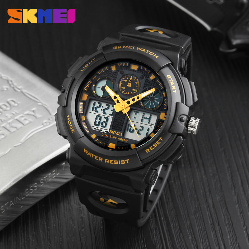 SKMEI Jam Tangan Analog Digital - AD1270 - Black Gold 