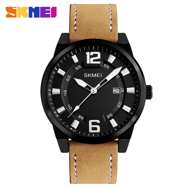 ... SKMEI Jam Tangan Kulit Pria - 1221 - Black - 1 ...