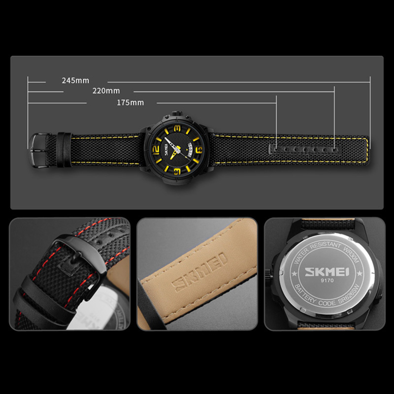 SKMEI Jam Tangan Analog Design Pria - 9170 - Black 