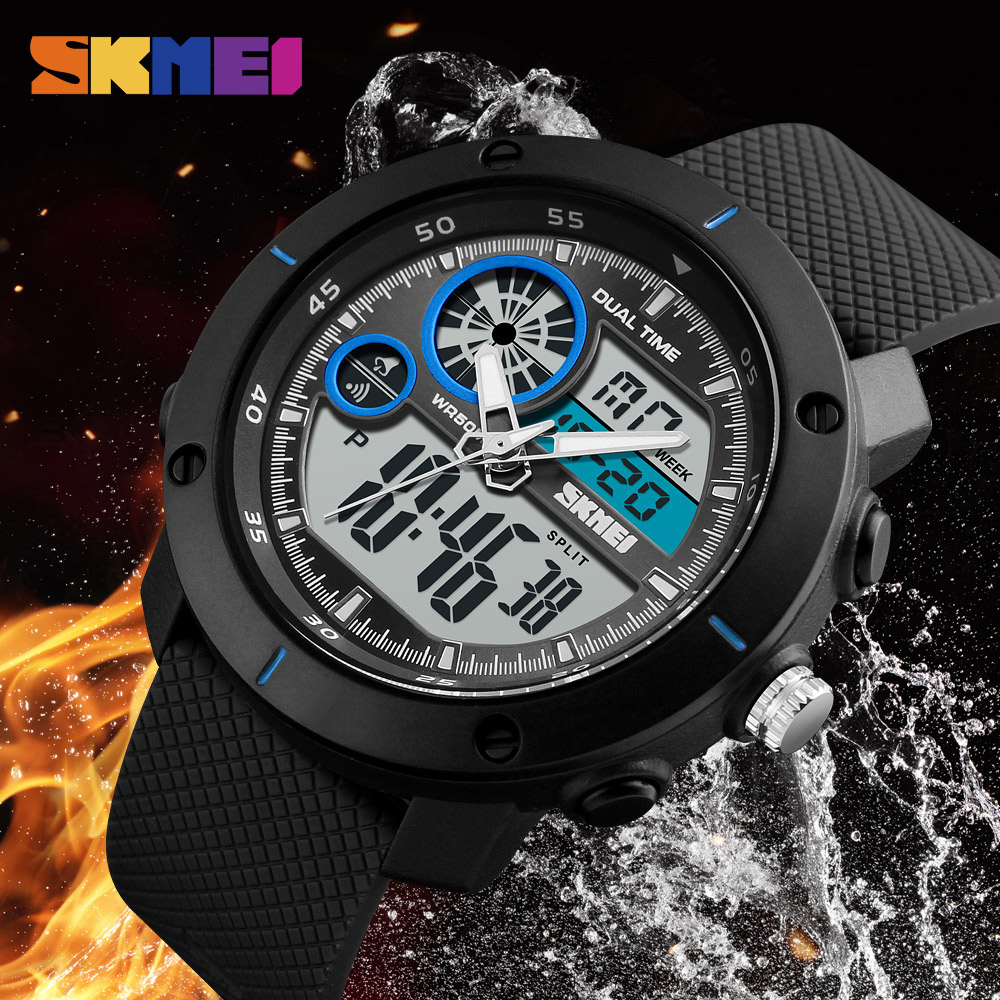 SKMEI Jam Tangan Digital Analog Pria - 1361 - Black 