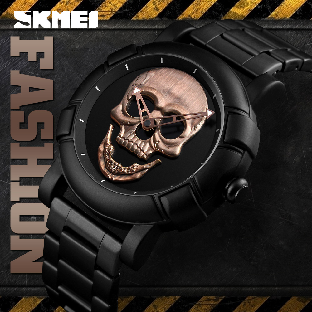 SKMEI Jam Tangan Analog Pria Motif Tengkorak - 9178 - Black
