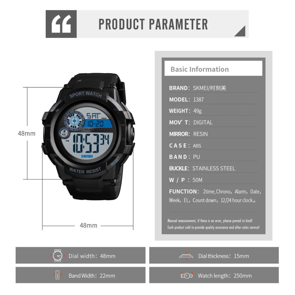 SKMEI Jam Tangan Digital Pria - 1387 - Black ...
