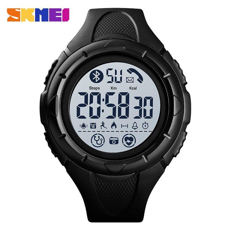 Skmei Jam Tangan Smartwatch Pria Bluetooth Pedometer Heartrate 1542 Black White Jakartanotebook Com