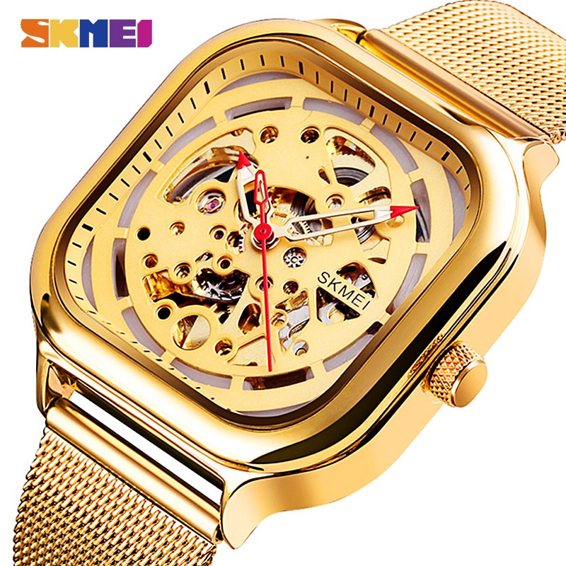 SKMEI Jam Tangan Mechanical Pria Automatic Movement - 9184 - Golden ...
