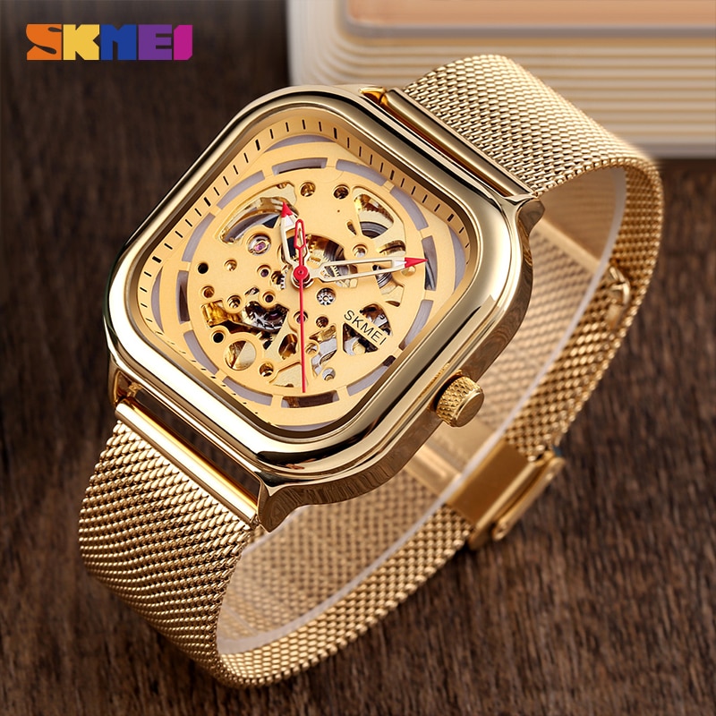 SKMEI Jam Tangan Mechanical Pria Automatic Movement - 9184 - Golden ...