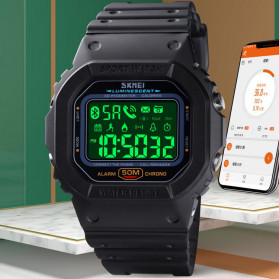 SKMEI Jam Tangan Smartwatch Pria Bluetooth Pedometer Heartrate - 1629 - Black - 1