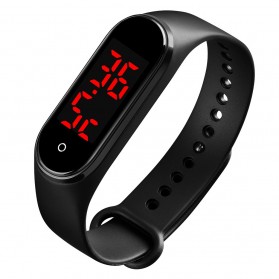 SKMEI Wristband Jam Tangan Gelang LED with Thermometer - 1672 - Black
