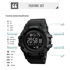 SKMEI Jam Tangan Olahraga Heartrate Smartwatch Bluetooth - 1643 - Black - 8