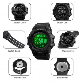 SKMEI Jam Tangan Olahraga Heartrate Smartwatch Bluetooth - 1643 - Black - 9