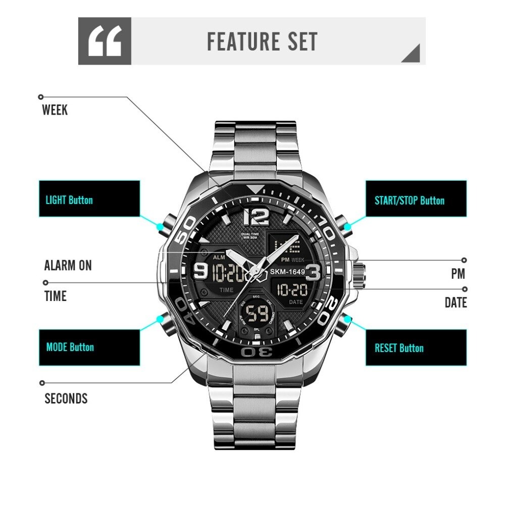 Gambar produk SKMEI Jam Tangan Analog Digital Pria Stainless Steel - 1649