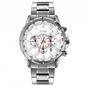 SKMEI Jam Tangan Pria Analog Chronograph Stainless Steel Wristwatch - 9241 - Silver