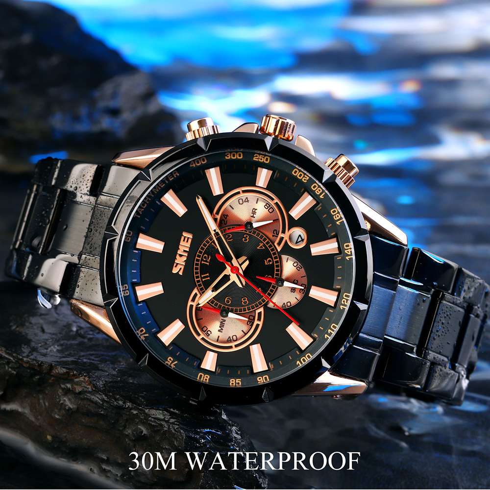 Gambar produk SKMEI Jam Tangan Pria Analog Chronograph Stainless Steel Wristwatch - 9241