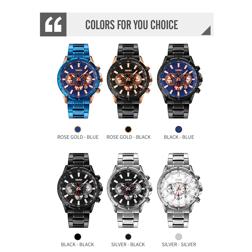 Gambar produk SKMEI Jam Tangan Pria Analog Chronograph Stainless Steel Wristwatch - 9241