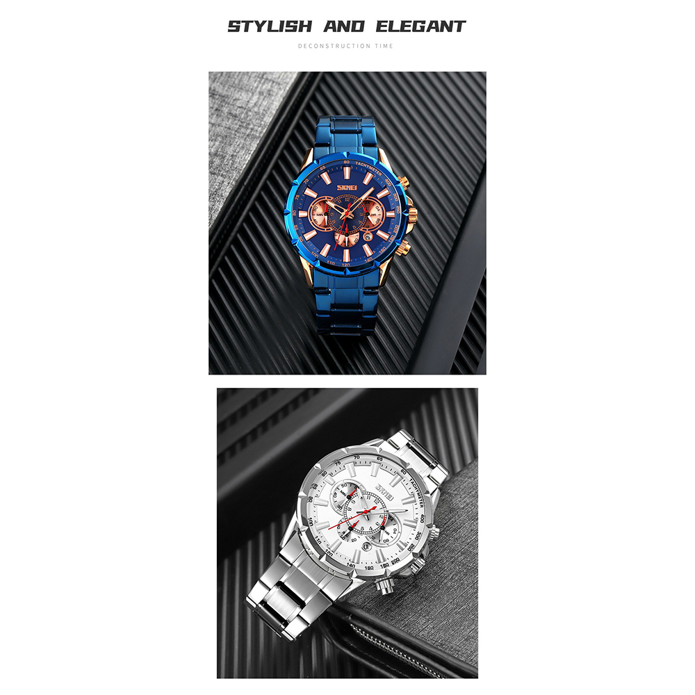 Gambar produk SKMEI Jam Tangan Pria Analog Chronograph Stainless Steel Wristwatch - 9241