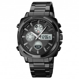 SKMEI Jam Tangan Pria Luxury Stainless Steel Wristwatch - 1673 - Black with White Side