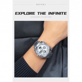 SKMEI Jam Tangan Pria Luxury Stainless Steel Wristwatch - 1673 - Black with White Side - 5