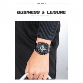 SKMEI Jam Tangan Pria Luxury Stainless Steel Wristwatch - 1673 - Black with White Side - 7