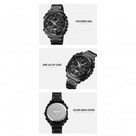 SKMEI Jam Tangan Pria Luxury Stainless Steel Wristwatch - 1673 - Black with White Side - 9