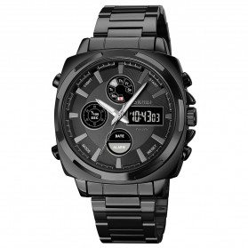 SKMEI Jam Tangan Pria Luxury Stainless Steel Wristwatch - 1673 - Black